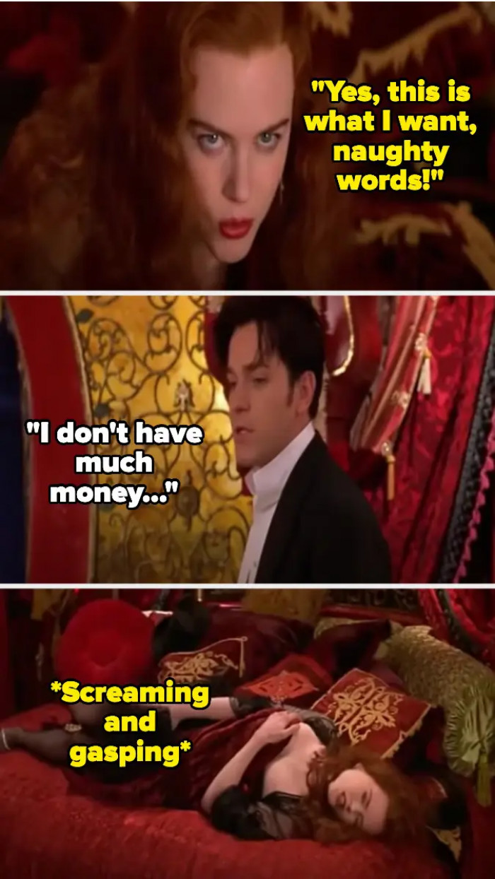 3. When Satine is seducing Christian in Moulin Rouge