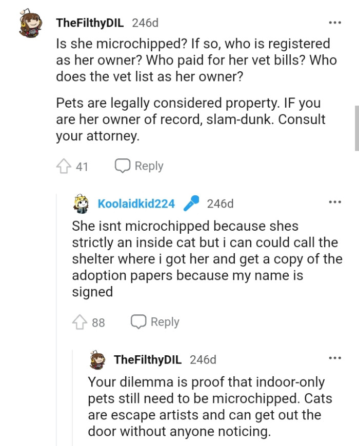 Who Paid for Her Vet Bills and Who Does the Vet List as Her Owner?