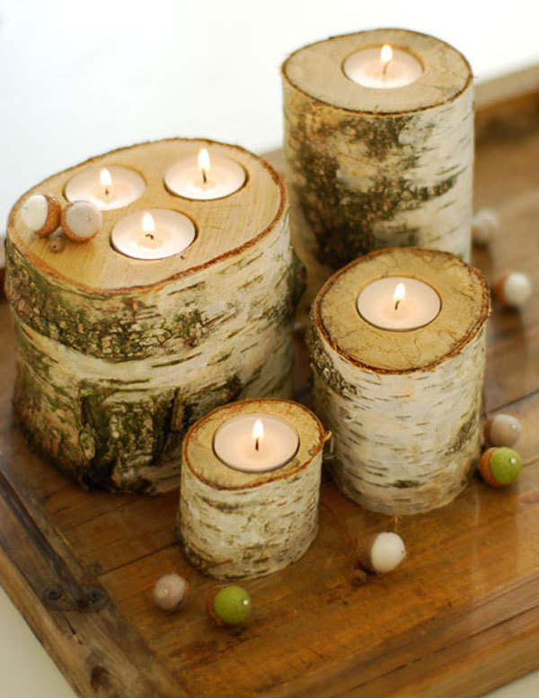 3. Real log candleholders