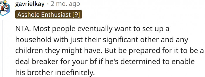 Most people want to set up a household with just their SO