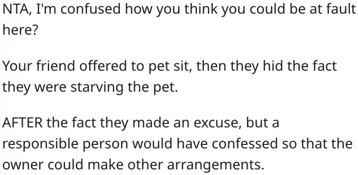 5. It makes no sense for her to feel that she's in the wrong.