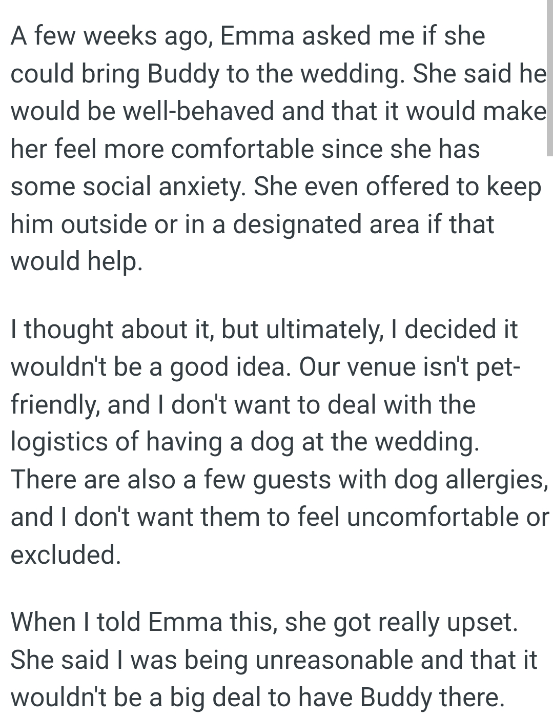 OP's sister even offered to keep her dog outside or in a designated area if that would help