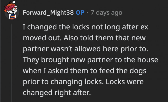 OP shared that she already drew boundaries previously when her ex brought her new partner to her house