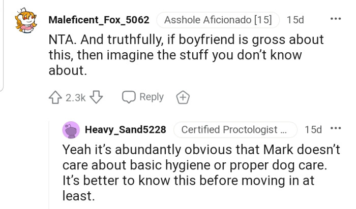 Seems Mark doesn't care about basic hygiene