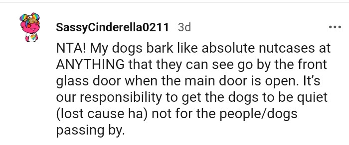 13. It's our responsibility to get the dogs quiet