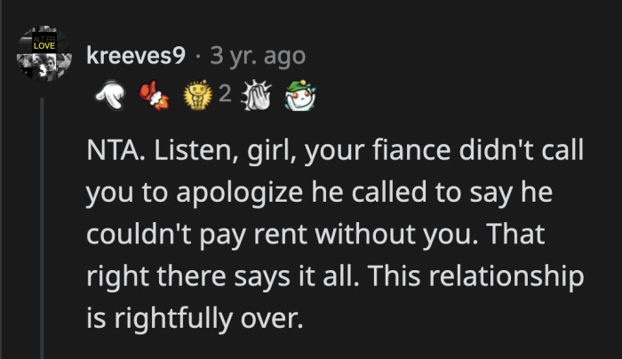 The fact that he was more worried about making rent was incredibly telling