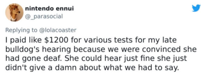 8. We thought she was deaf