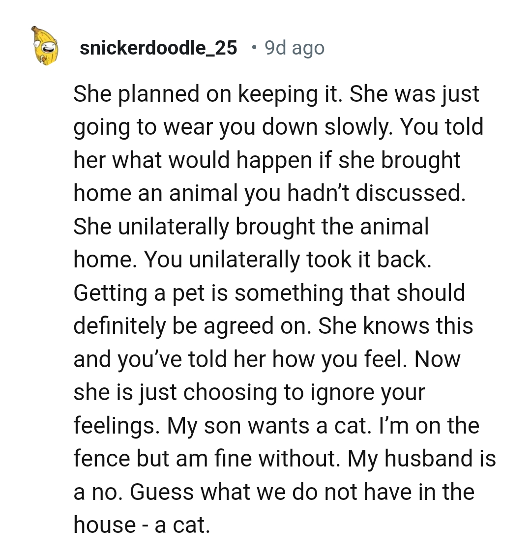 Getting a pet is something to be agreed upon