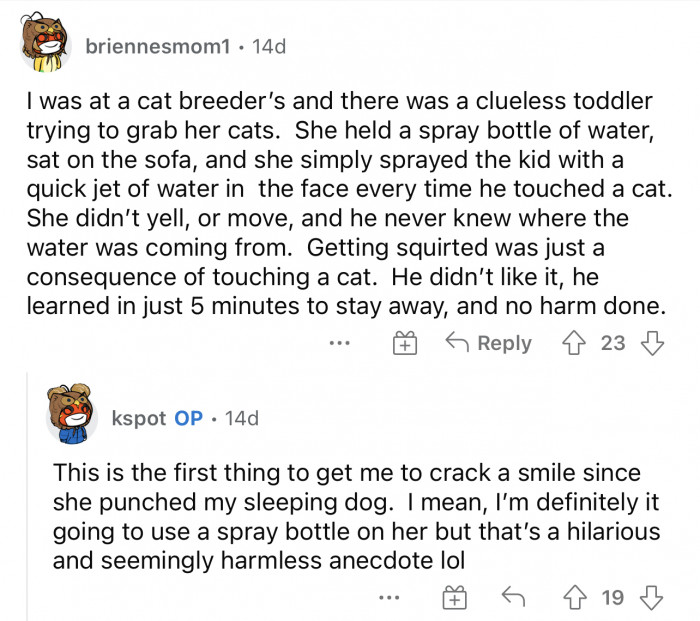 This sounds like the best advice because it will discipline without being harmful.