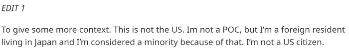 He returned with an edit about his race, where he was located, and whether this was an issue of racial injustice.