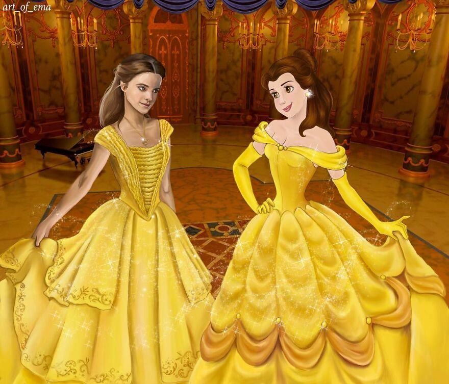 6. Belle -this artwork is inspired by Emma Watson's dress from the live-action movie.