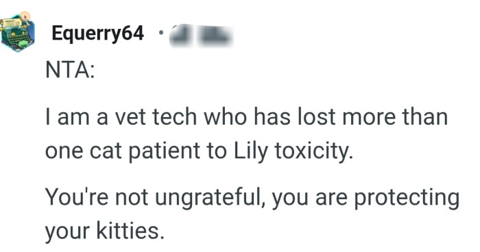 The OP is protecting the cats