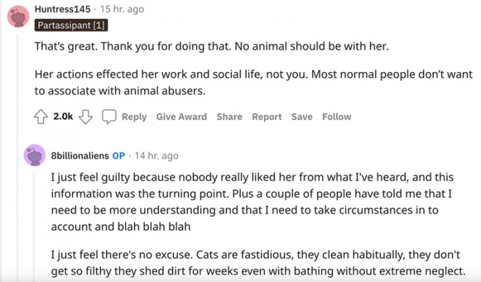 According to OP, some people took the side of the ex-owner, showering her with excuses and telling him to be more understanding.