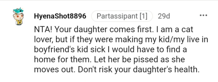 Let her be upset as she moves out