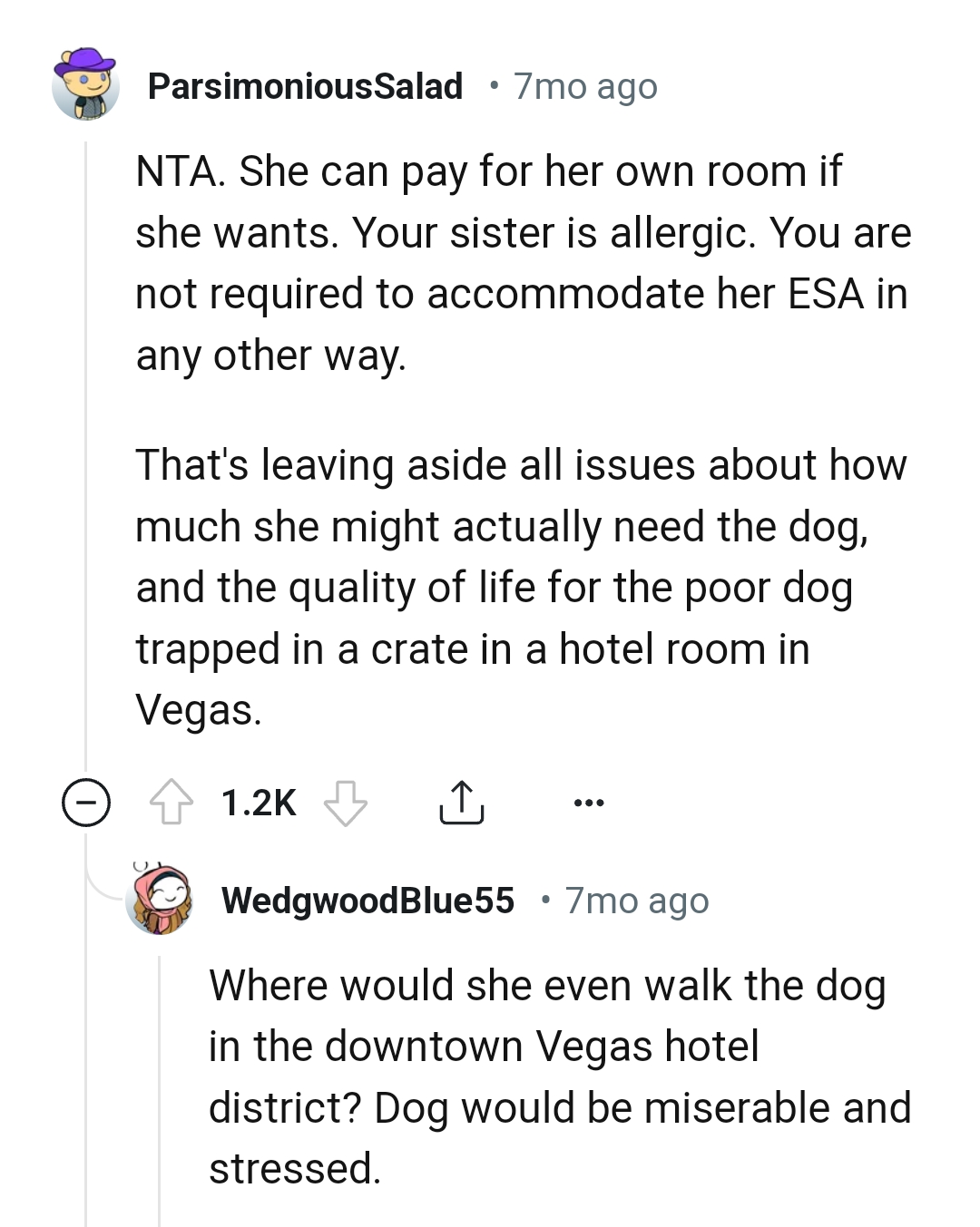The OP is not required to accommodate her ESA