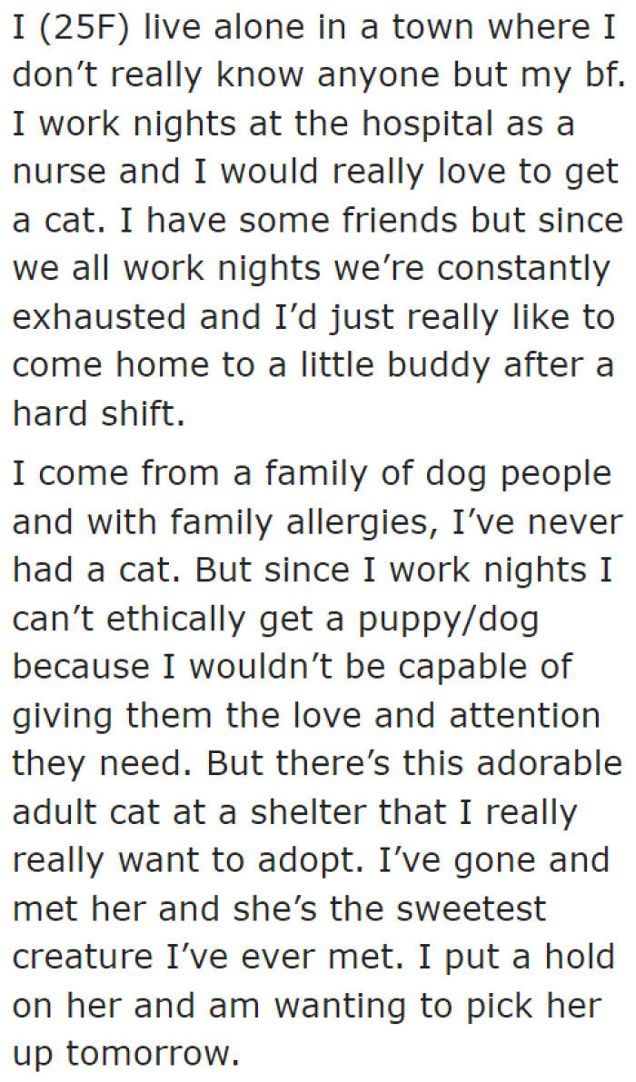 Look at how much she needs a cat. Her life would be better with one.