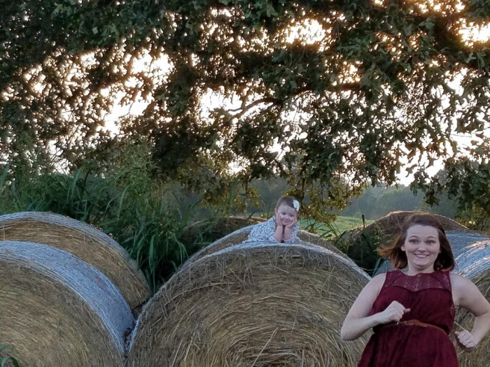 8. Funny picture of my wife running to get out of baby picture.