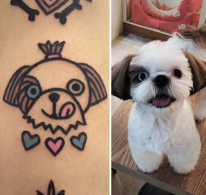 9. Oh my... I love both the cute doggo and his tattoo version