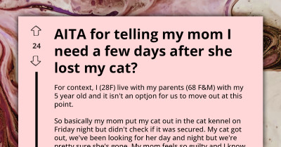 Lady Upset With Mom For Losing Her Cat, Gets Reminded Of How She Disappointed Family
