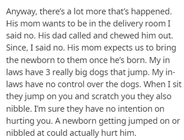 The MIL wanted to be in the delivery room when OP gave birth, but OP said no