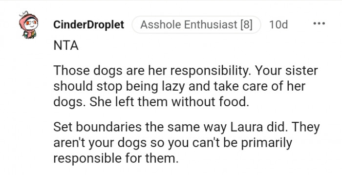 The OP's sister should stop being lazy