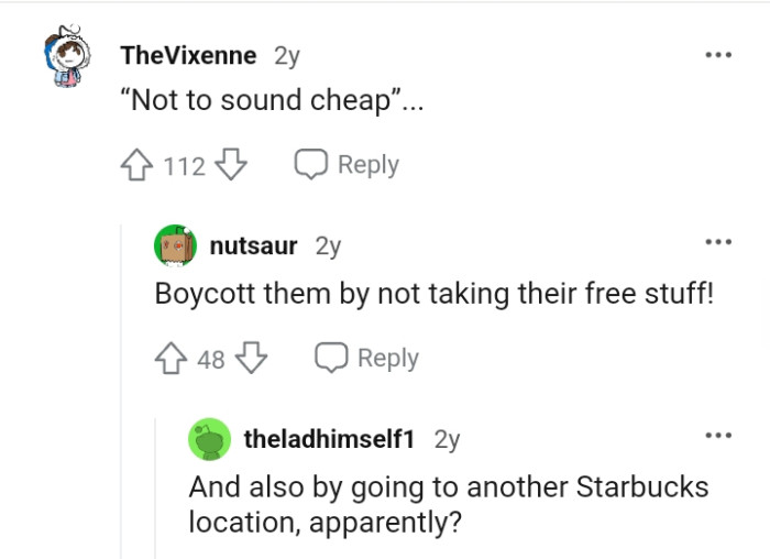 Boycotting them and not taking free stuff