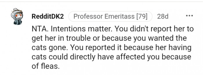 You didn't report her to get her in trouble