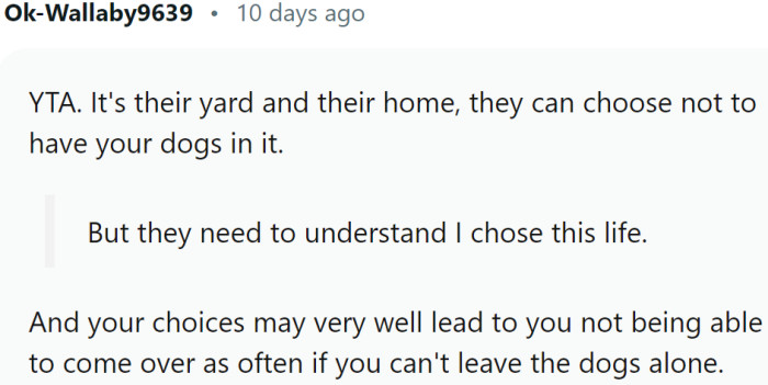 Life is about the choices we make, and OP made hers