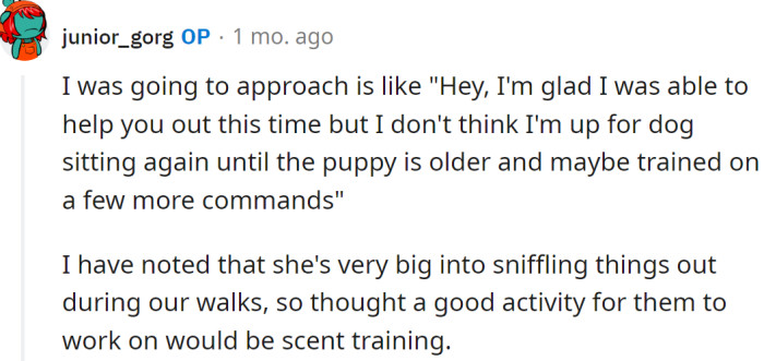 OP already had a plan for a potential conversation: