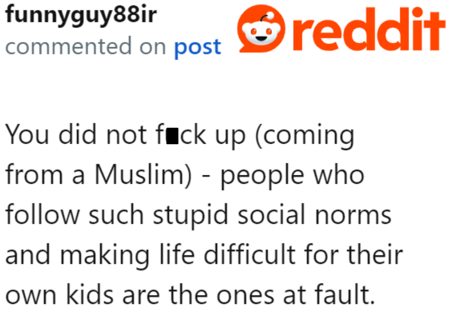 A Muslim guy points out that it's not the OP who messed up.