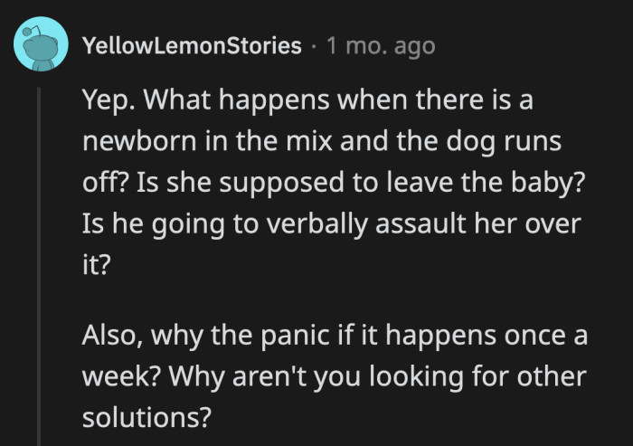 If the dog escapes once a week, shouldn't you be better equipped to handle it?