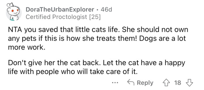 "She should not own any pets if this is how she treats them."