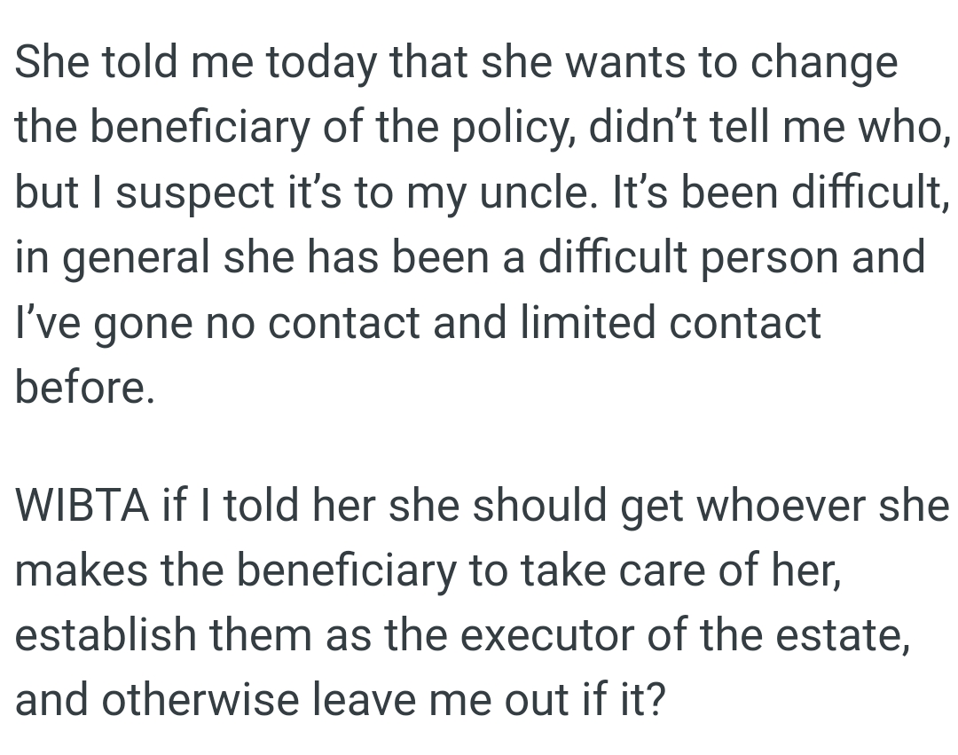 It’s been difficult, in general, and OP's mom has been a difficult person