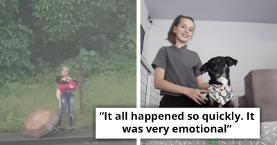 Kind-Hearted Girl Rescues Stray Dog While Returning Home From School