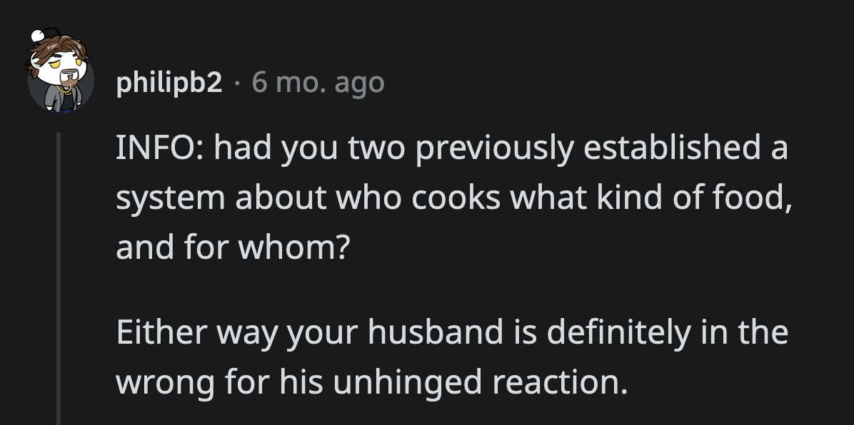 Redditors were curious about how the couple handles their day-to-day meals.