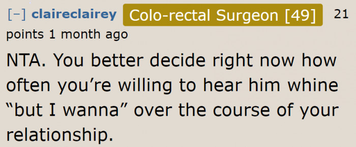 For every decision they make, she'll hear those lines.