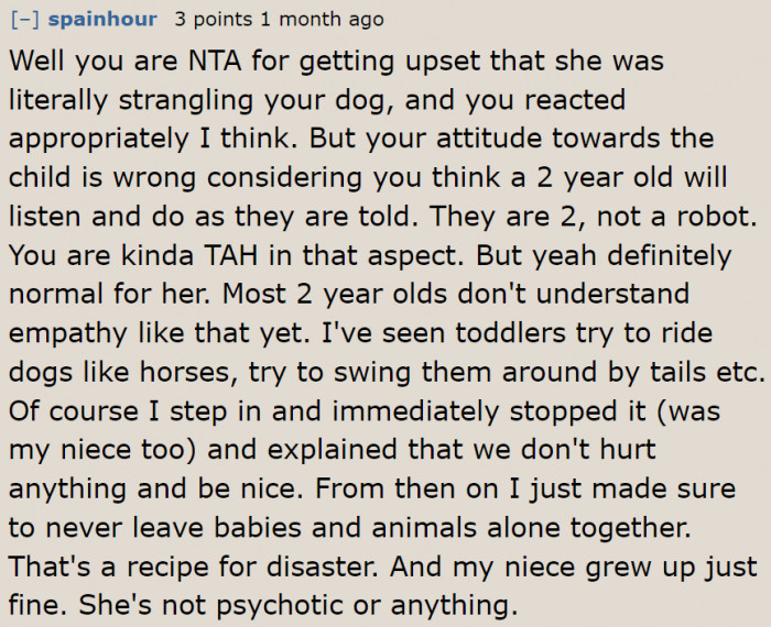 Two-year-old children don't have empathy yet.