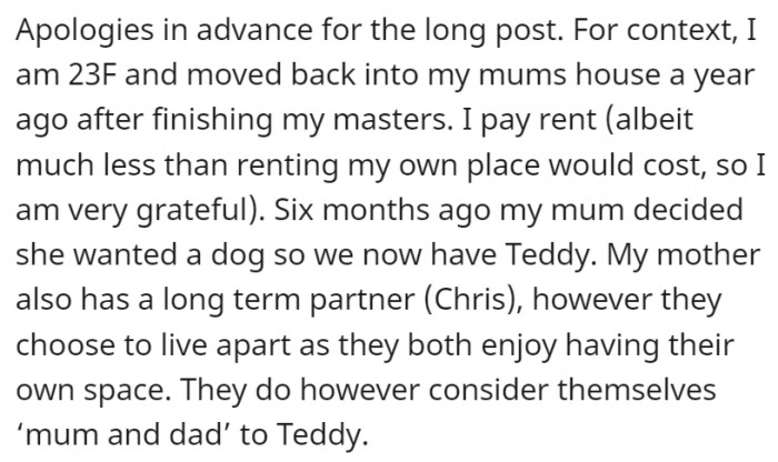 OP loves her mom's dog