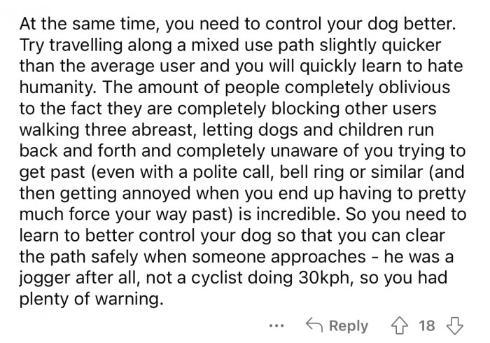 OP needs to learn to control her dog better.