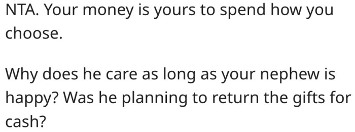 20. She can spend her money however she deems fit.