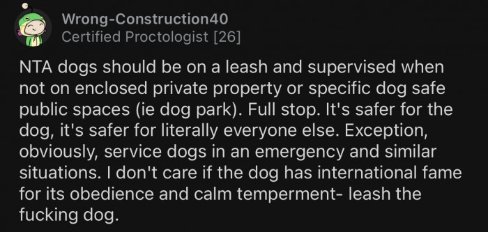 It's safer for the dog and everyone else.