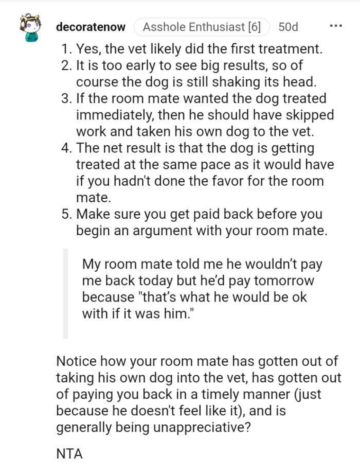 The OP should make sure he gets paid back