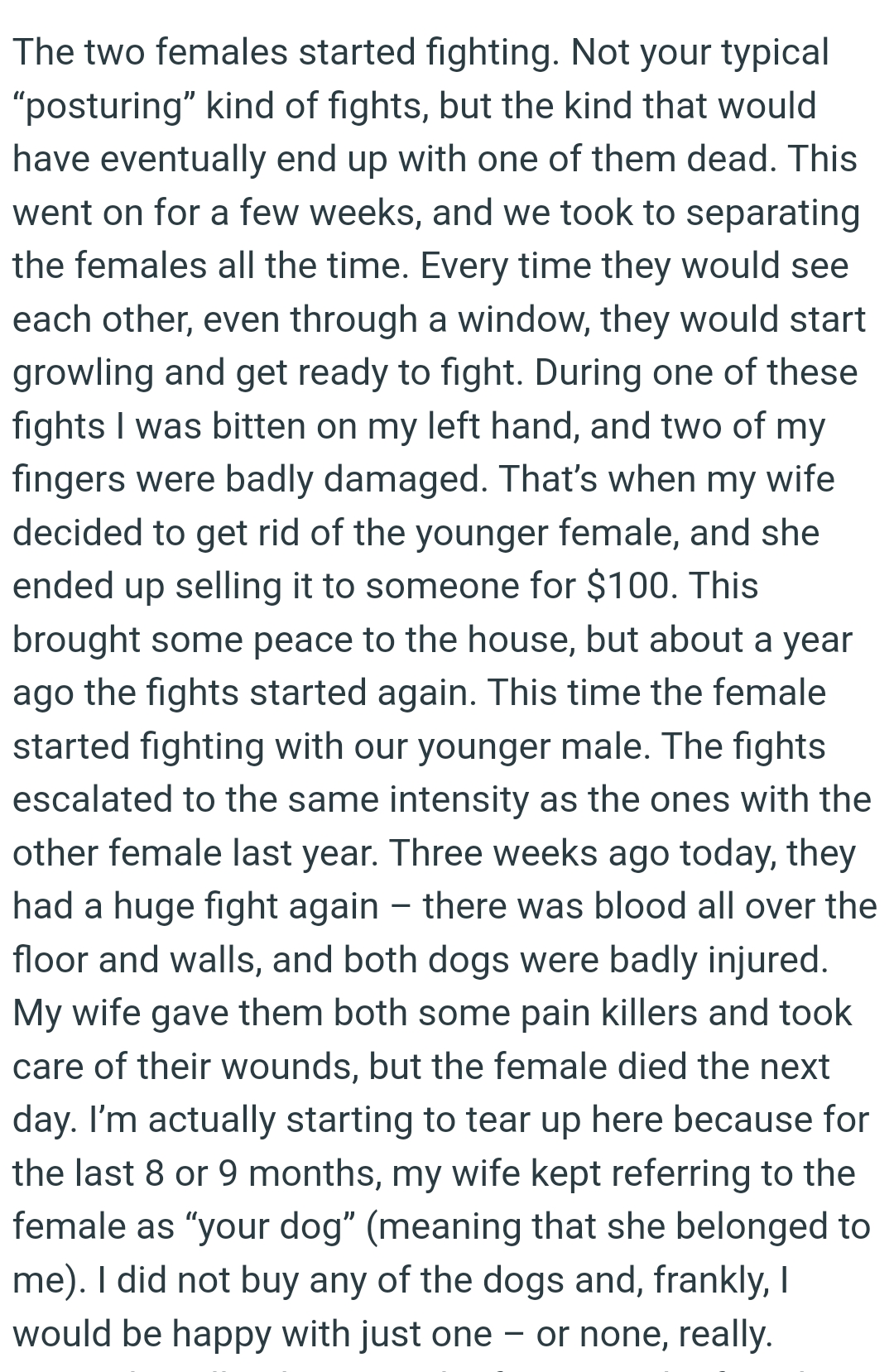 The fights escalated to the same intensity as the other ones