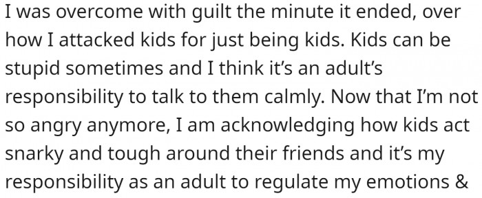 But after the incident, the pet owner felt guilty.