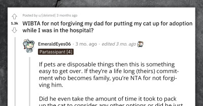Dad Puts Daughter's Cat Up For Adoption While She Was In A Hospital For A Month Because "It's Just A Cat"