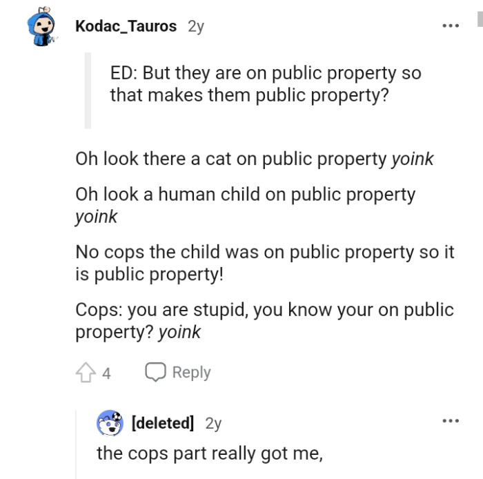 Cat on public property