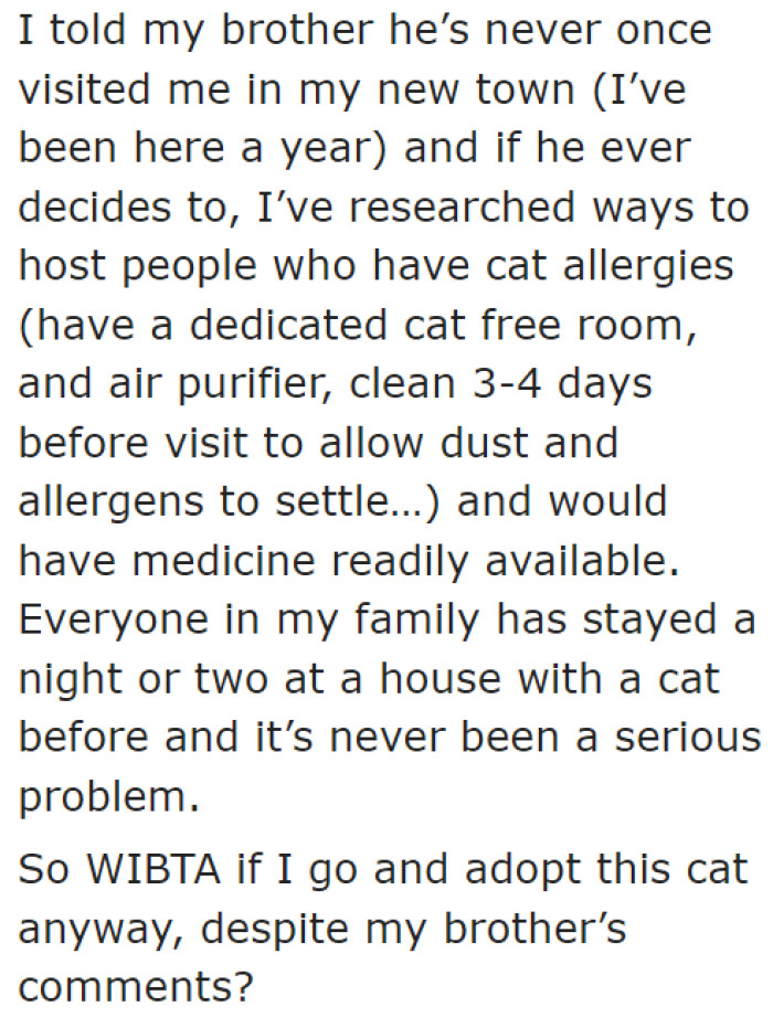 The original poster (OP) was willing to make the necessary preparations for when her family decides to come over.