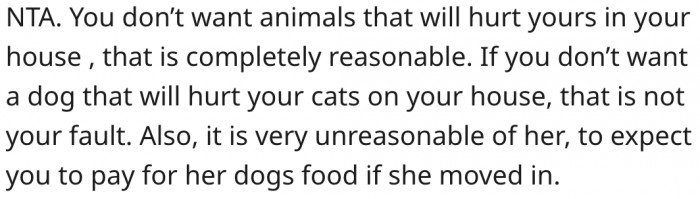 17. It's okay to put her cats' safety first.