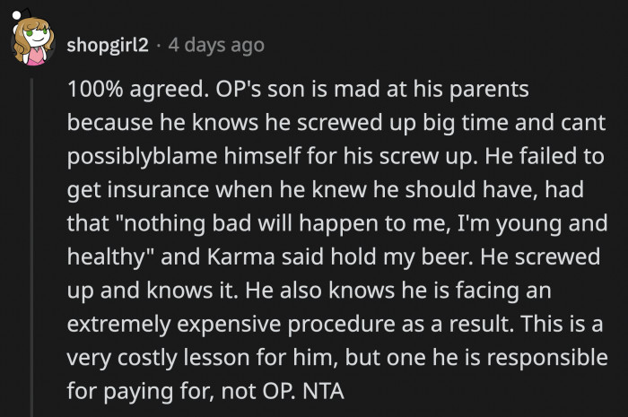 OP's son is deflecting blame to OP because he knows he colossally messed up