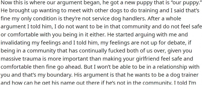 The OP left the community because of bad experiences, and her boyfriend recently returned without telling her.